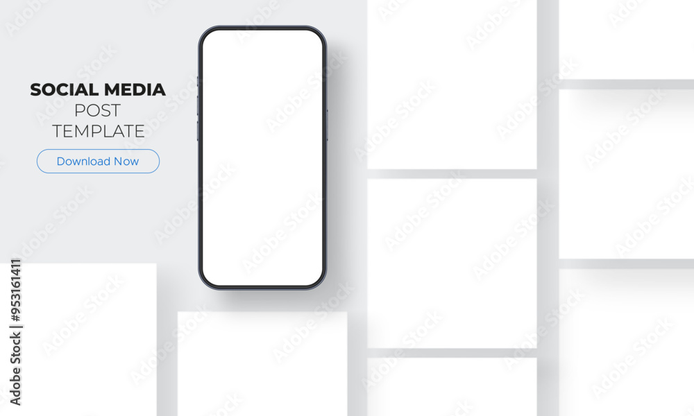 Smartphone With Blank Posts and Stories Templates for Showing Your Social Media Designs. Vector Illustration Smartphone With Blank Posts and Stories Templates for Showing Your Social Media Designs. Vector Illustration