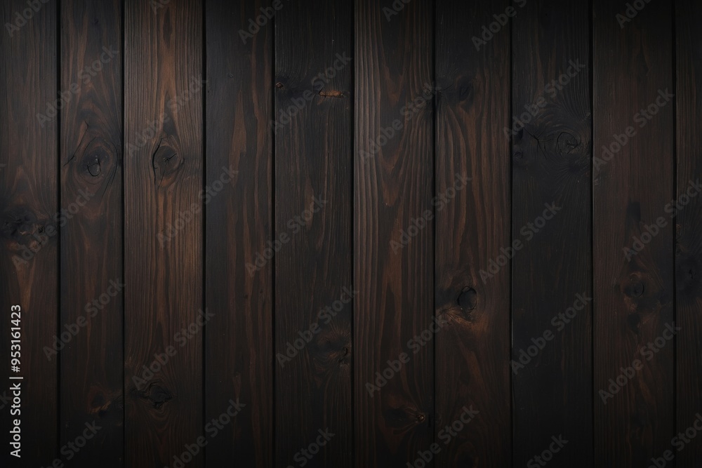 Naklejka premium Close-up of dark wood planks texture with rustic appeal