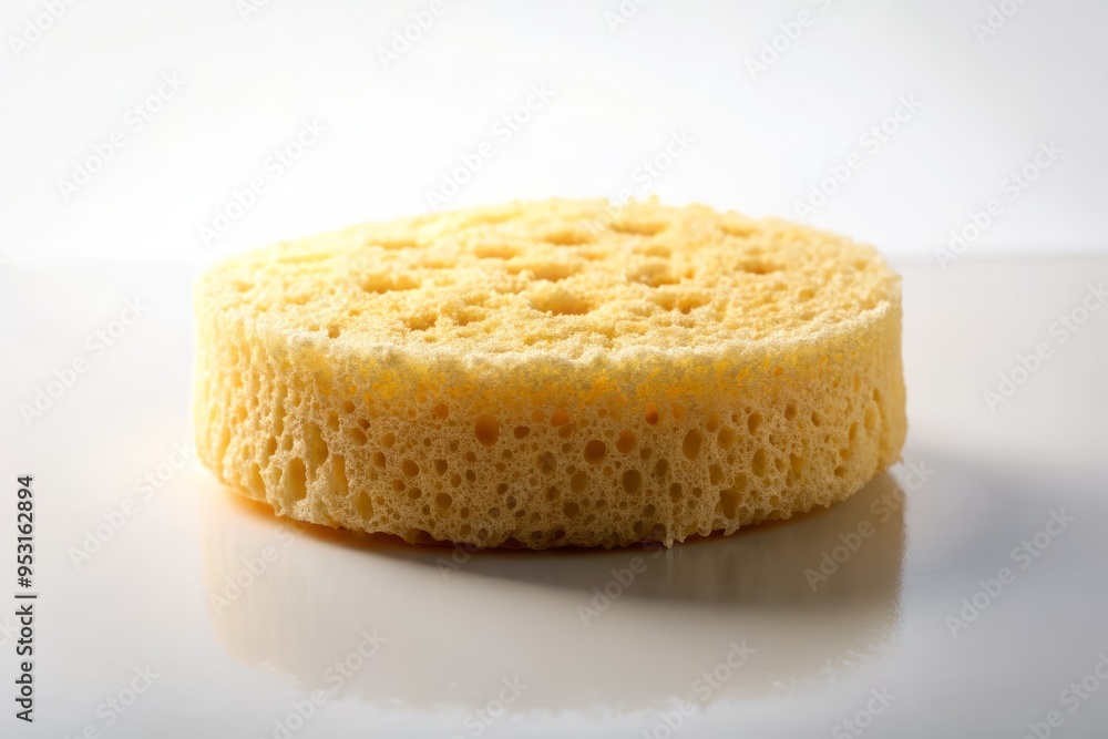 Soft, delicate sponge illuminated by a subtle rim of light, creating a sense of airiness and minimalism on a clean white background. Soft, delicate sponge illuminated by a subtle rim of light, creating a sense of airiness and minimalism on a clean white background.