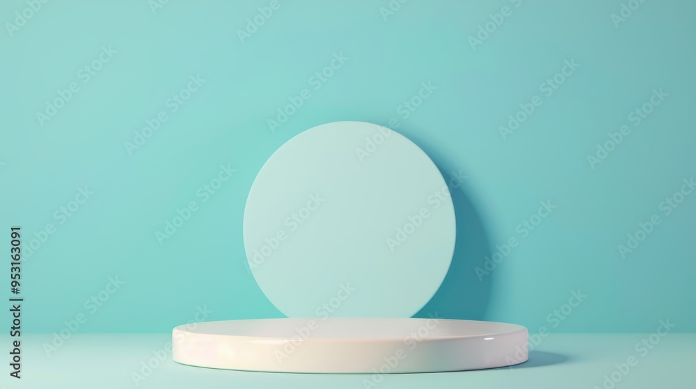 Product showcase podium, sleek design, vibrant blue backdrop, three-dimensional representation, ideal for highlighting merchandise and enhancing visual appeal. Product showcase podium, sleek design, vibrant blue backdrop, three-dimensional representation, ideal for highlighting merchandise and enhancing visual appeal.