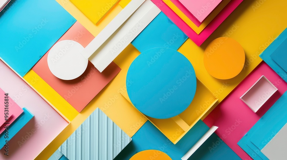 Abstract geometric pattern with colorful shapes in 3D. Abstract geometric pattern with colorful shapes in 3D.