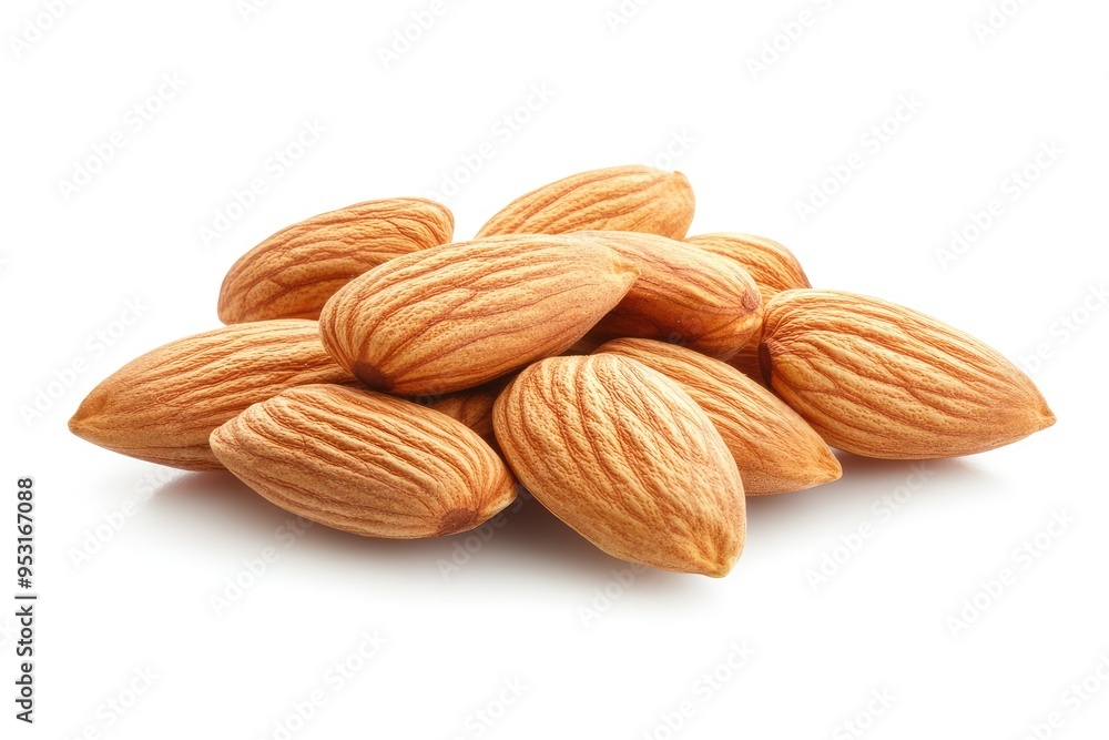 A closeup view of raw almonds showcasing their natural texture and intricate details A closeup view of raw almonds showcasing their natural texture and intricate details