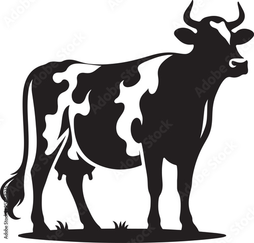 Print create cow silhouette vector style with white background