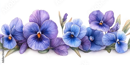 Watercolor pansies forming a colorful floral background