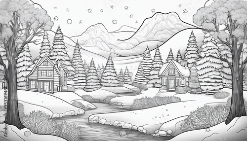 Thick blankets of snow muffle sounds, creating a peaceful stillness.