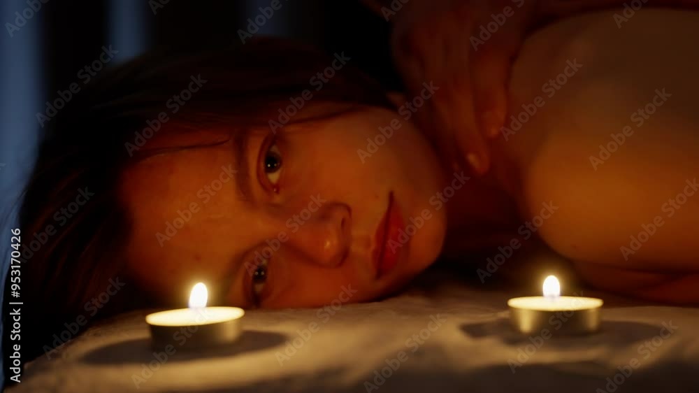 Series of images of a woman getting a massage Series of images of a woman getting a massage