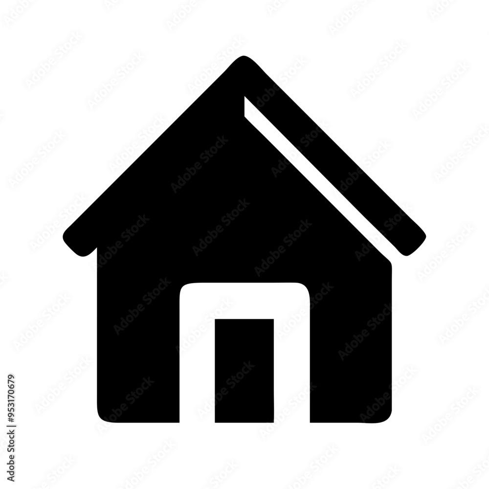 A simple and recognizable home icon, designed to represent the homepage or main navigation point in digital interfaces. Featuring a classic house shape with a roof and doorway, this icon is ideal f A simple and recognizable home icon, designed to represent the homepage or main navigation point in digital interfaces. Featuring a classic house shape with a roof and doorway, this icon is ideal f