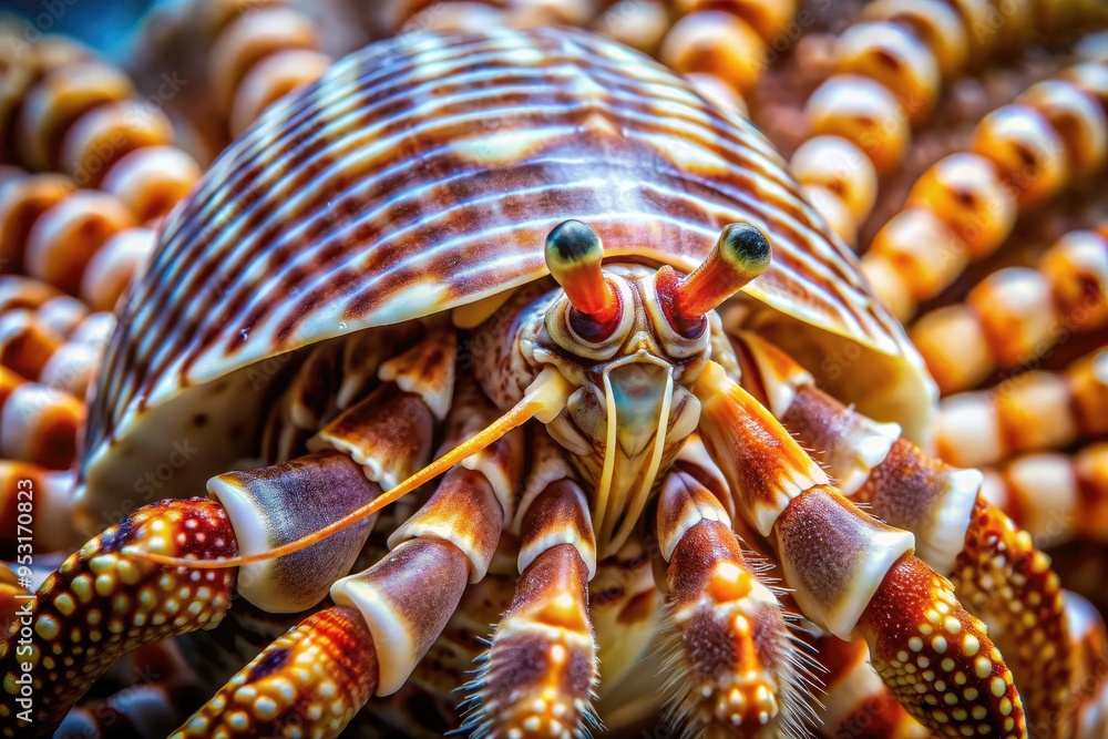 Close-Up Photograph Of The Intricate Shell Patterns And Textured Body Of A Marine Crustacean