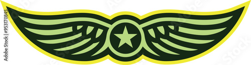 Air force emblem. Winged badge with star sign