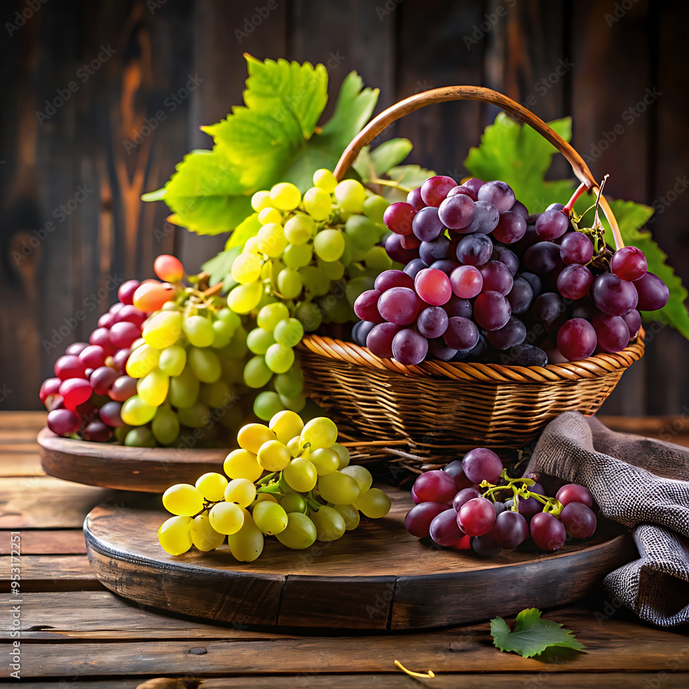A bunch of grapes are on a table with a bunch of grapes A bunch of grapes are on a table with a bunch of grapes