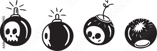 skull vector Halloween icon bomb grenade tnt doodle cartoon character dynamite explosive logo symbol illustration design clip art isolated