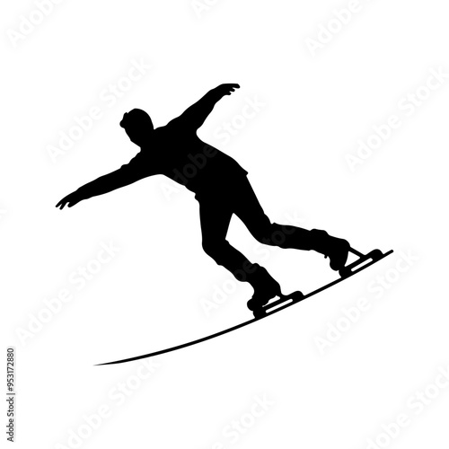 Ice skater gliding Silhouette clipart