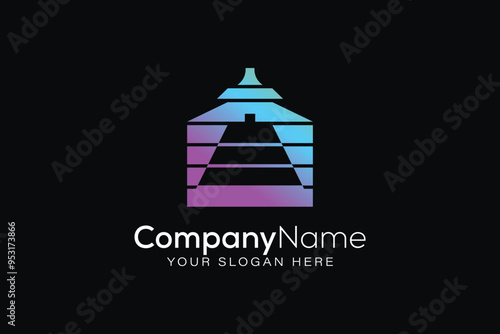 abstract colorful pagoda logo great awakener branding logo template design vector 