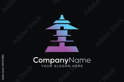 abstract colorful pagoda great awakener branding logo template design vector