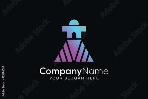 abstract colorful pagoda logo great awakener branding logo template design vector 