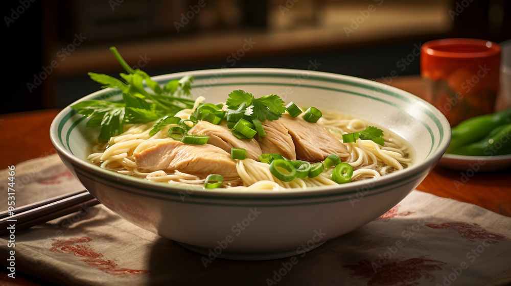 Bowl of asian chicken noodle soup Bowl of asian chicken noodle soup