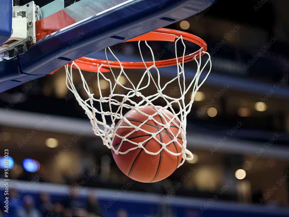 Slow-motion capture of a ball hitting the net, depicting the moment of scoring Slow-motion capture of a ball hitting the net, depicting the moment of scoring