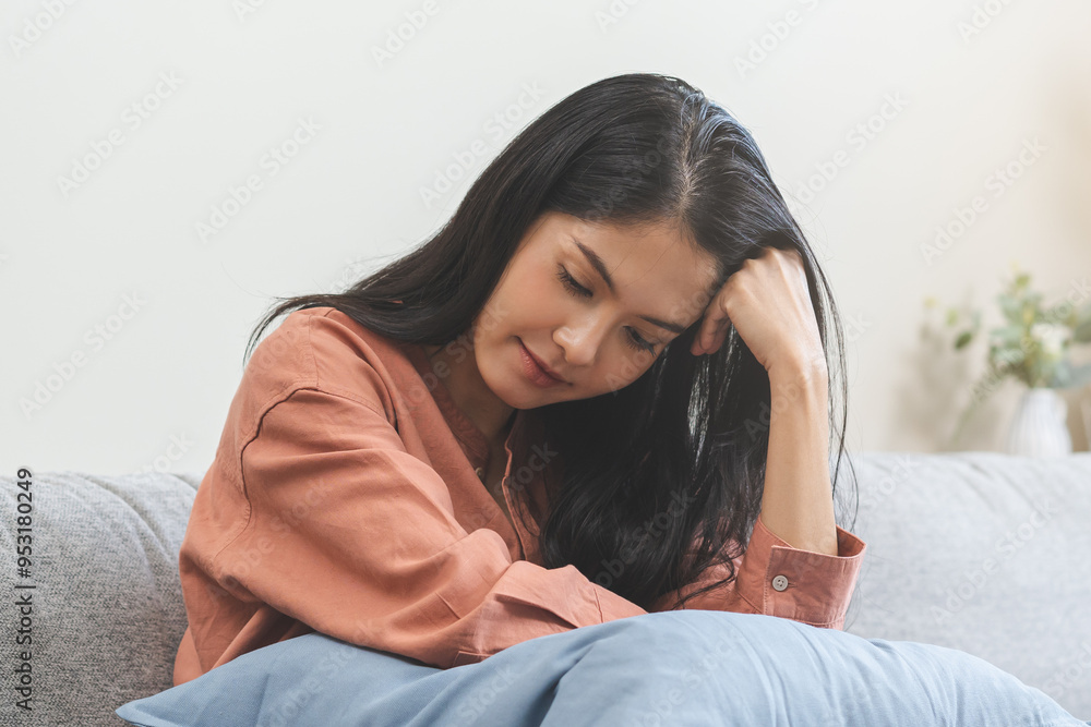 Sad, unhappy. Alone asian young woman, girl expression face thinking about problem, difficulty, feeling failure and exhausted, suffering from loneliness, grief sorrow and bad relationship or break up. Sad, unhappy. Alone asian young woman, girl expression face thinking about problem, difficulty, feeling failure and exhausted, suffering from loneliness, grief sorrow and bad relationship or break up.