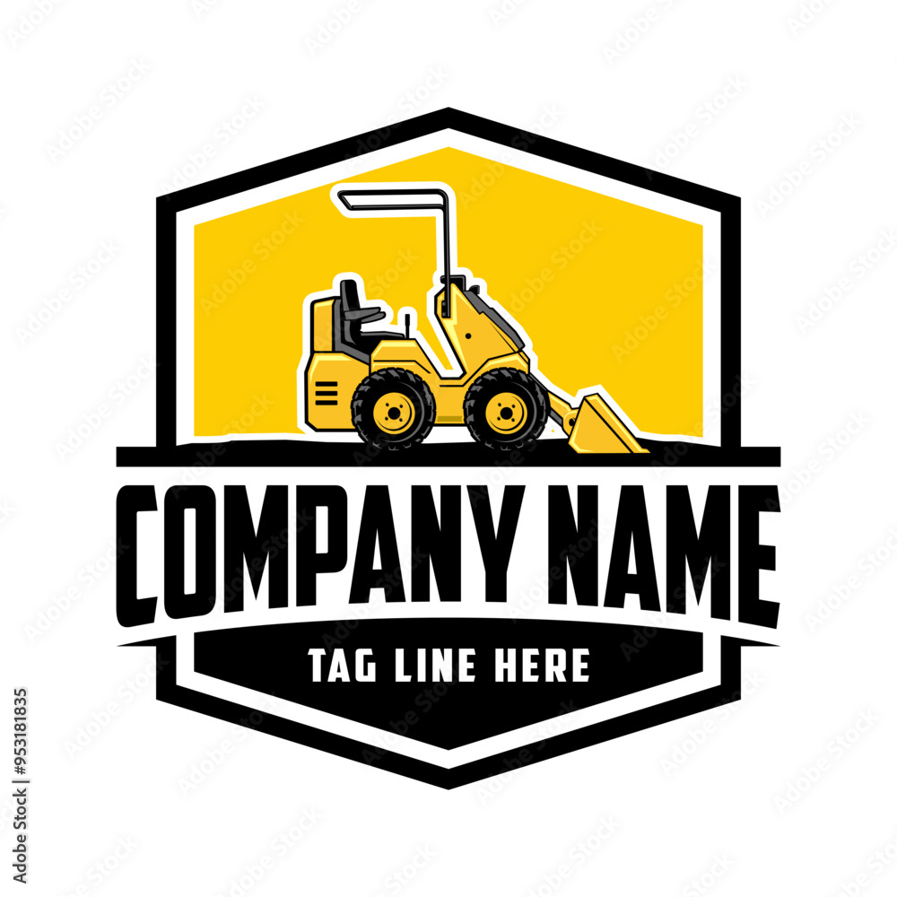 Mini Skid steer loader , logo vector image . Mini Skid steer loader , logo vector image .