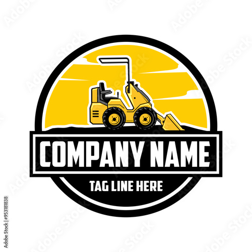 Mini Skid steer loader , logo vector image .