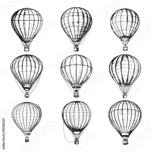 Hot air balloon drawing clipart design illustration