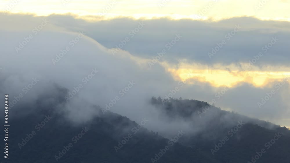 Mist flowing through the mountain valley at Chiang Kam Mountain, Chiangmai, Thailand Mist flowing through the mountain valley at Chiang Kam Mountain, Chiangmai, Thailand