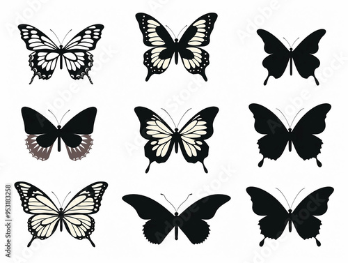 Butterflies silhouette set