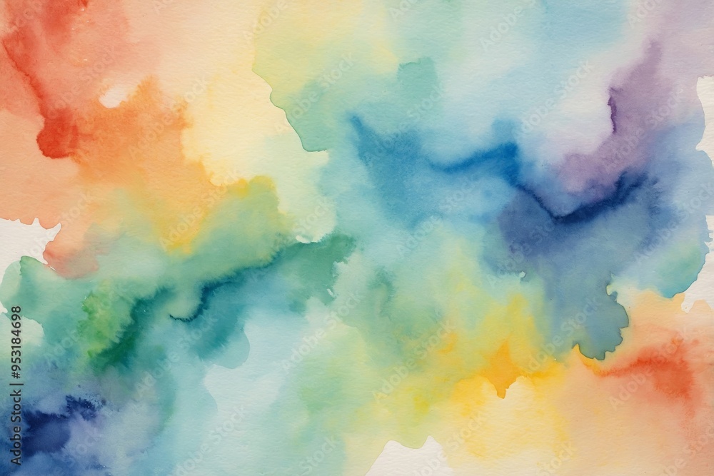 Fototapeta premium Vibrant abstract watercolor painting with flowing colors