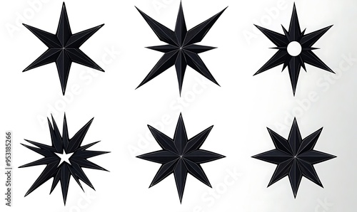 vector design of ninja stars or rotating sharp blades with five to seven points