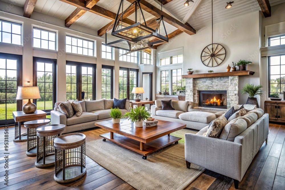 Farmhouse interior design of modern living room Farmhouse interior design of modern living room