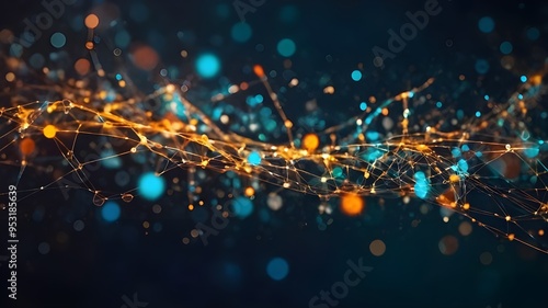 Abstract Digital Web of Interconnected Points and Lines, Modern Sophisticated Background Design for Banners and Posters