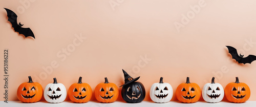 Smiling Jack-o'-Lanterns for Halloween Decoration Design