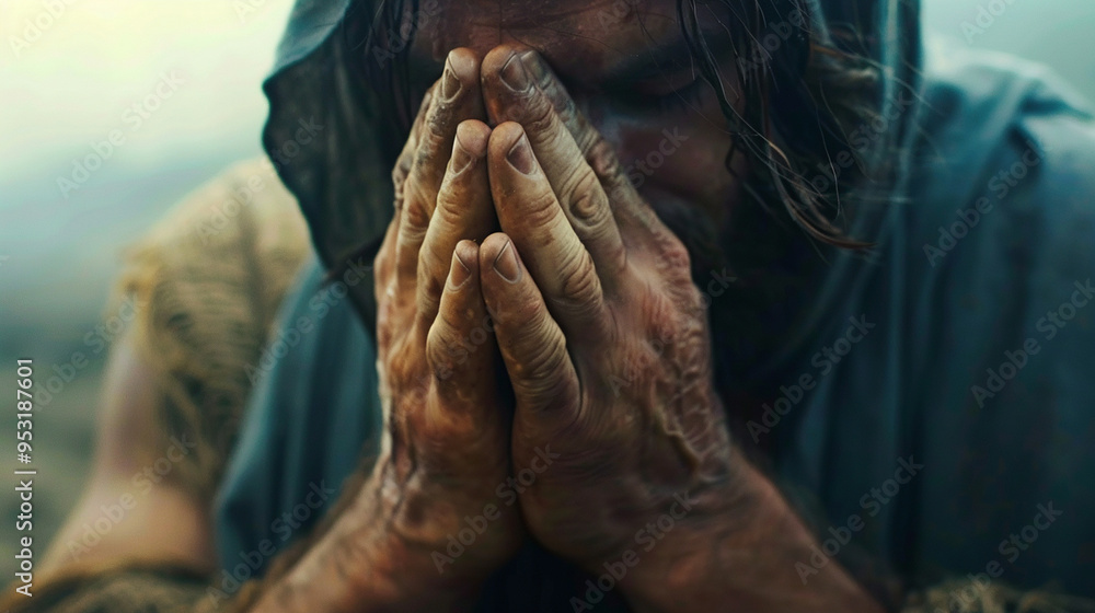 A close-up shot of Jesusâ hands together in prayer as He preaches, capturing a moment of deep spiritual connection. A close-up shot of Jesusâ hands together in prayer as He preaches, capturing a moment of deep spiritual connection.