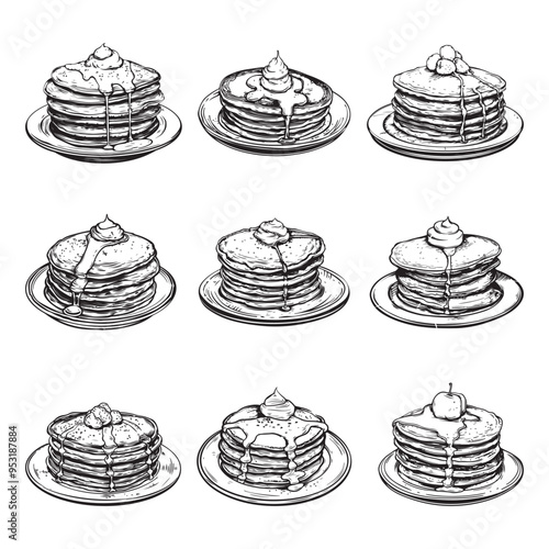 Pancakes drawing clipart design illustration