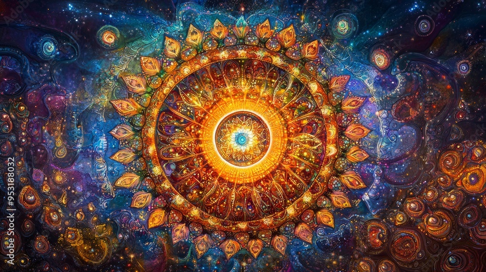 Obraz premium space mandala diwali