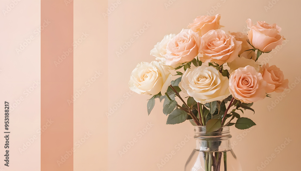 Obraz premium A solid color, like beige or soft pink, that provides a clean and unintrusive backdrop.