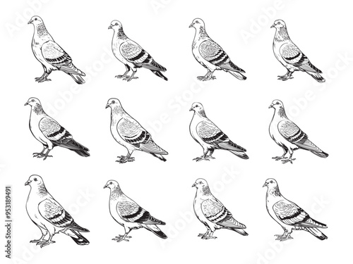 Hand drawn pigeon clipart design illustration