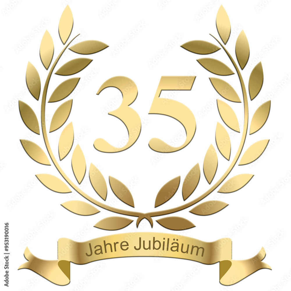 Laurels For the 35th anniversary with text in German Laurels For the 35th anniversary with text in German