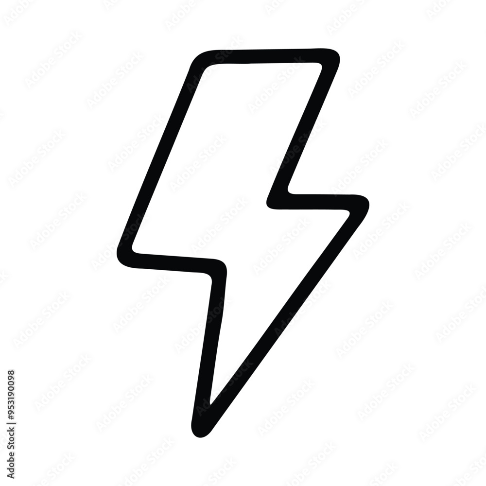 A bold black and white line art illustration of a lightning bolt. A bold black and white line art illustration of a lightning bolt.