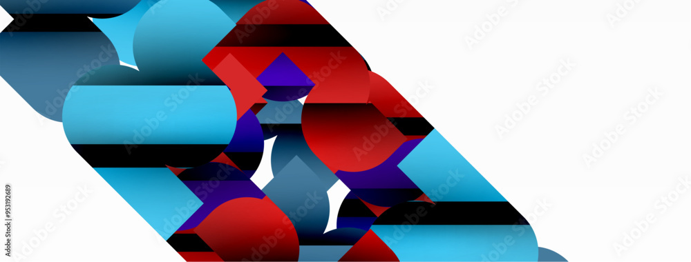 Colorful curve geometric shapes on white Colorful curve geometric shapes on white