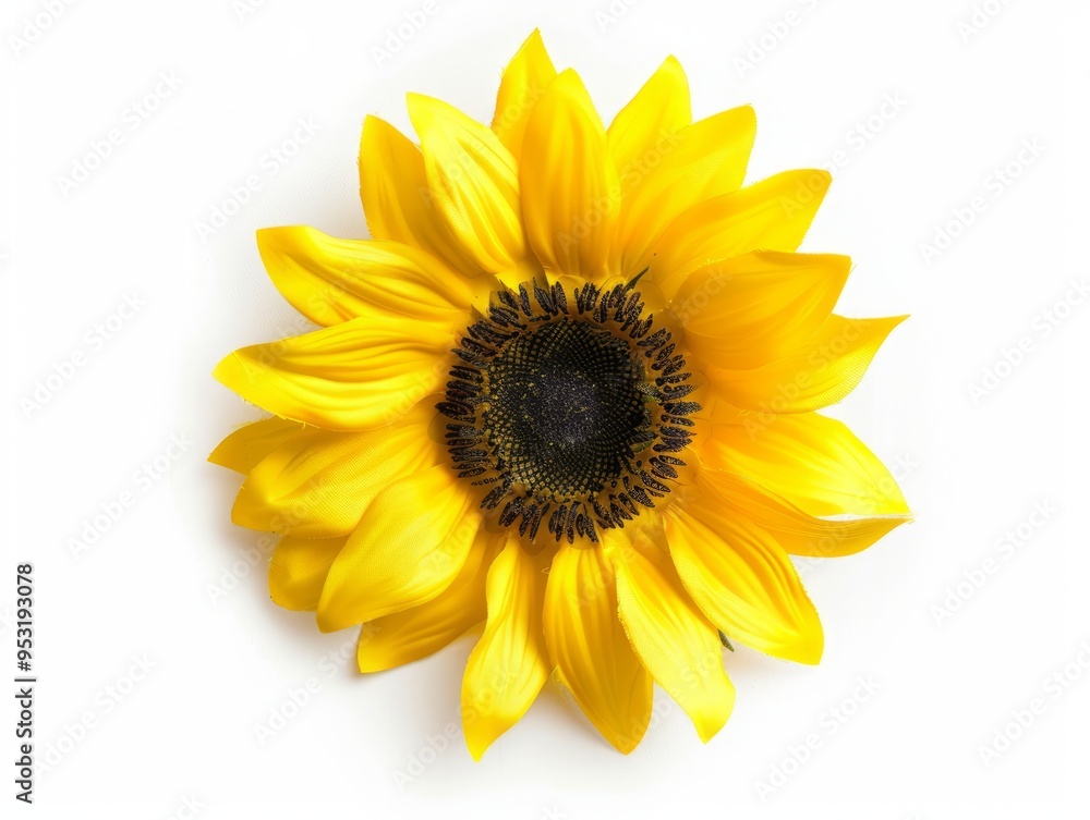 Fototapeta premium Sunny Perfection: Artificial Sunflower Blooming in Isolation on White Background