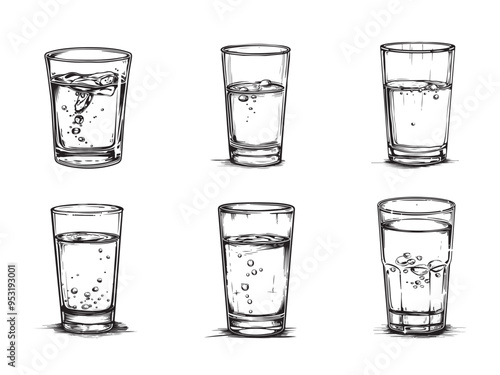 Water glass drawing clipart design illustration