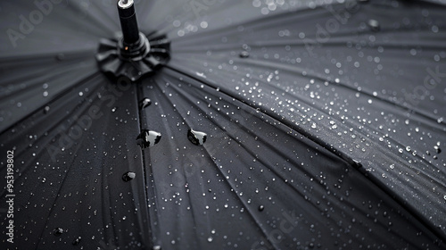 A close-up shot of the opening mechanism of an umbrella, showing the spring and latch in action. photo