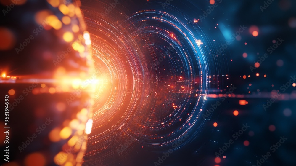 Fototapeta premium Glowing Futuristic Digital Abstract Background with Light Effects
