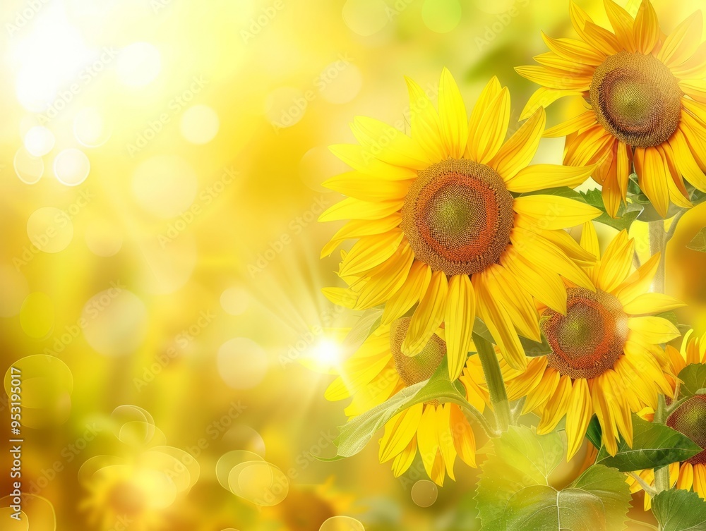 Obraz premium Sunlit Sunflowers: A Vibrant Abstract Field