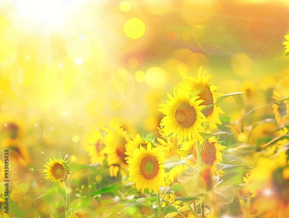 Obraz premium Sunflower Dreams: A Serene Abstract Landscape in AR 4:3