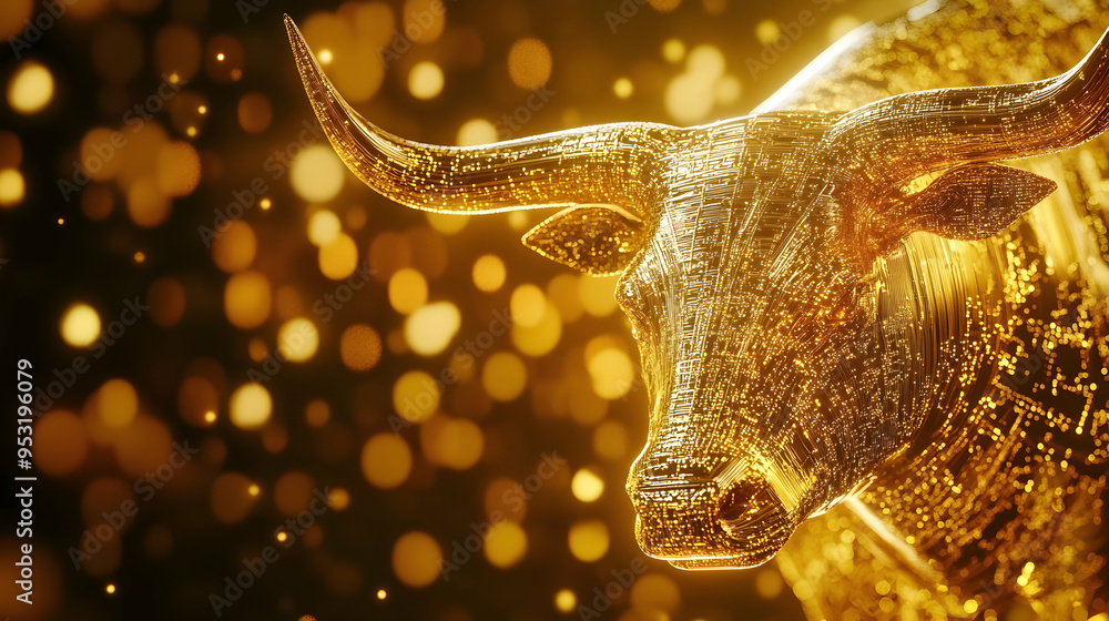 A golden futuristic representation of Bitcoin showcasing a bullish trend in cryptocurrency. A golden futuristic representation of Bitcoin showcasing a bullish trend in cryptocurrency.