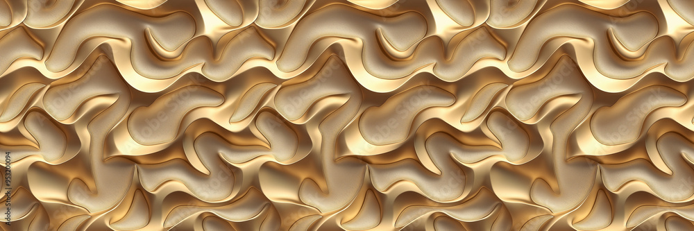 Obraz premium Seamless abstract golden undulating surface with flowing organic pattern