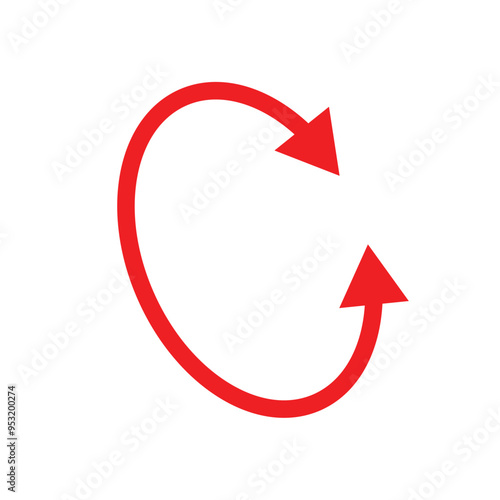 Dual double ended semi circle arrow. Semicircular round long two sided arrow on white background. EPS10