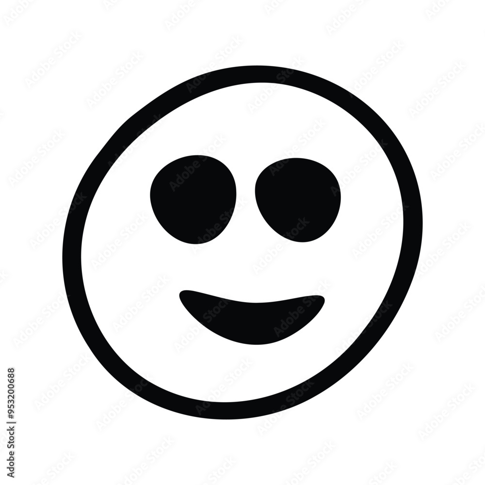 A simple black and white line art illustration of a smiling face, conveying happiness and positivity A simple black and white line art illustration of a smiling face, conveying happiness and positivity